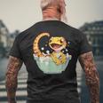 ヒョウモントカゲモドキ シャワー かわいい 野生動物 トカゲ メンズTシャツ バックプリント 高齢者への贈り物