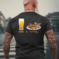 ビールとやきとりとねこ ビール 焼き鳥 猫 メンズTシャツ バックプリント 高齢者への贈り物