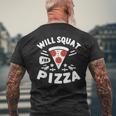 ピザのためにしゃがむ Willquat For Pizza メンズTシャツ バックプリント 高齢者への贈り物