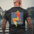 ピンナップガールww2軍空軍ポスターヴィンテージ メンズTシャツ バックプリント 高齢者への贈り物