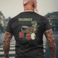 ファニー ドラマーサウルスレックス 恐竜ドラマー ギフト 恐竜ドラム メンズTシャツ バックプリント 高齢者への贈り物