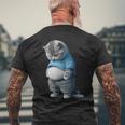 ファニー ファット 悲しい猫 アートデザイン 太った子猫 猫好き メンズTシャツ バックプリント 高齢者への贈り物