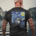 ファン・ゴッホの星月夜鳩のミームペインティング メンズTシャツ バックプリント 高齢者への贈り物
