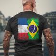 フランス ブラジルの旗 メンズTシャツ バックプリント 高齢者への贈り物