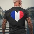 フランス国旗ラブハートフランス国旗 メンズTシャツ バックプリント 高齢者への贈り物