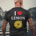 フルーツ レモン 面白いユーモア かわいい シンプル 小さなレモン I Love Lemon メンズTシャツ バックプリント 高齢者への贈り物