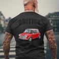 ブリティッシュクラシックカー レッド ミニスポーツカー メンズTシャツ バックプリント 高齢者への贈り物