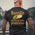 ブリトーはあなたの問題をすべて解決します Burritoolves All Your Problems メンズTシャツ バックプリント 高齢者への贈り物