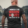 ホラー映画「I Wonder If Horror Movies Think About Me Too 」ホラームービー メンズTシャツ バックプリント 高齢者への贈り物