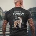 ボルゾイの解剖学 メンズTシャツ バックプリント 高齢者への贈り物