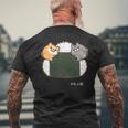 ボンレス犬とボンレス猫 おにぎり ダークカラー メンズTシャツ バックプリント 高齢者への贈り物