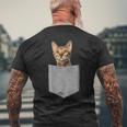 ポケットに入った面白いベンガルキャット かわいい子猫 恋人 ギフト メンズTシャツ バックプリント 高齢者への贈り物