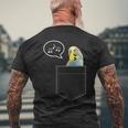 ポケットインコのセキセイインコ 面白くてかわいいセキセイインコ 鳥の飼い主 メンズTシャツ バックプリント 高齢者への贈り物