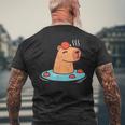 ポケットカピバラ 温泉に浸ける カピバラ メンズTシャツ バックプリント 高齢者への贈り物