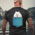 ポメラニアン 犬 胸ポケット ドイツ スピッツ メンズTシャツ バックプリント 高齢者への贈り物