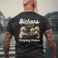 ポーカーをする犬 ビション・フリーゼ ビション・フリーゼの犬種 メンズTシャツ バックプリント 高齢者への贈り物