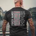 ポーカーハンド チートシートカード カジノゲーム 面白いプレイヤーギフト メンズTシャツ バックプリント 高齢者への贈り物