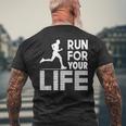 マラソンランナー Run For Your Life ランニング メンズTシャツ バックプリント 高齢者への贈り物