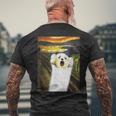 マルチーズ 面白いtシャツ 犬 ムンクの叫び かわいい メンズ 子供 おもしろ 服 グッズ ネタ わんこ メンズTシャツ バックプリント 高齢者への贈り物