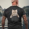 マンチカンポケットの中の猫猫好き メンズTシャツ バックプリント 高齢者への贈り物