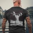 ムーンキャット 筋トレ 猫 フィットネス ジム ウェイトリフティング トレーニング 面白い猫 おもしろ メンズTシャツ バックプリント 高齢者への贈り物