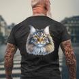 メインクーン 猫の肖像画 メンズTシャツ バックプリント 高齢者への贈り物