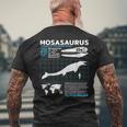 モササウルスファクトシート恐竜科学ファクトシート メンズTシャツ バックプリント 高齢者への贈り物
