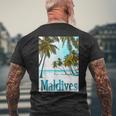 モルディブ島 ビーチ 熱帯風景 旅行 お土産 メンズTシャツ バックプリント 高齢者への贈り物