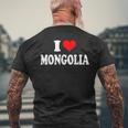 モンゴル I Love Mongolia メンズTシャツ バックプリント 高齢者への贈り物