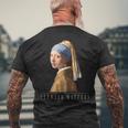 ヤン・フェルメール オランダの画家 真珠の耳飾りの少女 メンズTシャツ バックプリント 高齢者への贈り物