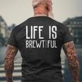 ライフ・イズ・ブルーティフル・ビューティフル・ドリンク・パーティーおもしろい飲みビール メンズTシャツ バックプリント 高齢者への贈り物
