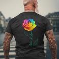 レインボー ローズ Lgbtq 花 メンズTシャツ バックプリント 高齢者への贈り物