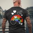レインボーカラー ホワイト ハート ハート 雨 虹 旗 メンズTシャツ バックプリント 高齢者への贈り物