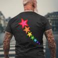 レインボーカラーの星。 メンズTシャツ バックプリント 高齢者への贈り物