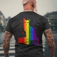 レインボー猫と本と星 Lgbt プライド メンズTシャツ バックプリント 高齢者への贈り物