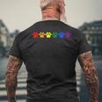 レインボー肉球 Lgbtq プライド ミニマル メンズTシャツ バックプリント 高齢者への贈り物