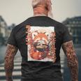 レッサーパンダ好きラーメン カワイイ猫 レッサーパンダラーメン メンズTシャツ バックプリント 高齢者への贈り物