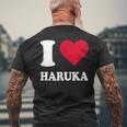 レッドハート I Love Haruka メンズTシャツ バックプリント 高齢者への贈り物