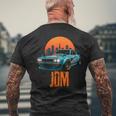 レトロ Jdm 和 ドリフト レーシング チューニング 車 東京 スカイライン メンズTシャツ バックプリント 高齢者への贈り物