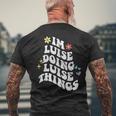 レトログルーヴィーなイム・ルイーズ Doing Luise Things 面白い母の日 メンズTシャツ バックプリント 高齢者への贈り物