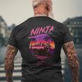 ヴィンテージ Ninja スポーツバイク スーパースポーツ 80S 映画 シンセウェーブ マイアミ バイス シティー メンズTシャツ バックプリント 高齢者への贈り物