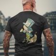 不思議の国のアリス マッドハッター ビンテージイラスト メンズTシャツ バックプリント 高齢者への贈り物