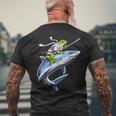 侍ニンジャカエルがサメに乗る日本の戦士面白い メンズTシャツ バックプリント 高齢者への贈り物
