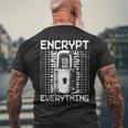 倫理的ハッキング アナリスト 倫理的サイバーセキュリティ Encrypt Everything メンズTシャツ バックプリント 高齢者への贈り物