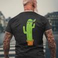 先住民のサボテンと頭飾りと羽 メンズTシャツ バックプリント 高齢者への贈り物