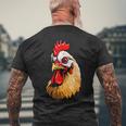 動物愛好家のための大胆な農場の鶏の頭のアート メンズTシャツ バックプリント 高齢者への贈り物