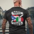 半分イタリア半分プエルトリコの国旗 ハート イタリア プエルトリコ メンズTシャツ バックプリント 高齢者への贈り物