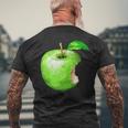 噛まれた青リンゴのイラスト メンズTシャツ バックプリント 高齢者への贈り物