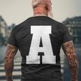 大文字 A アルファベットモノグラム イニシャル メンズTシャツ バックプリント 高齢者への贈り物