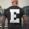 大文字 E アルファベット モノグラム イニシャル メンズTシャツ バックプリント 高齢者への贈り物